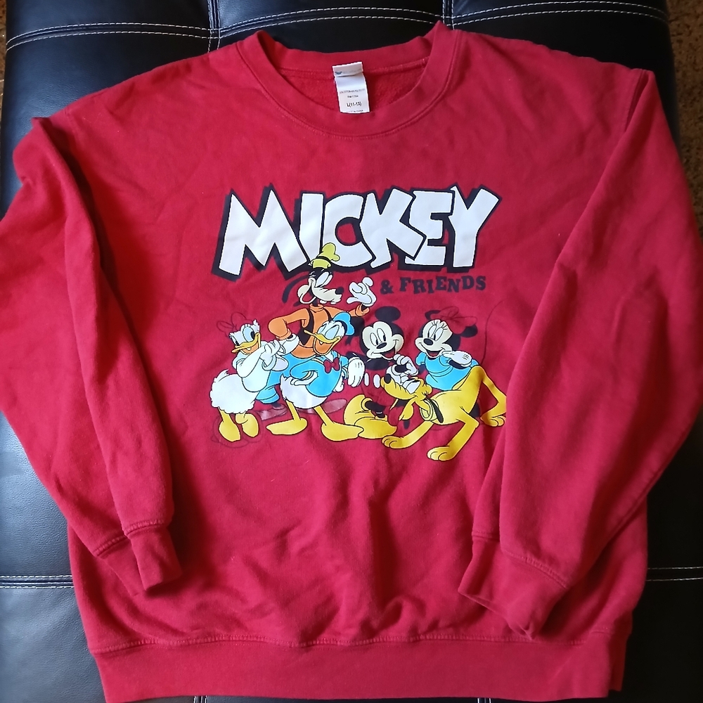 Disney Red Crewneck Sweater with Mickey Design
